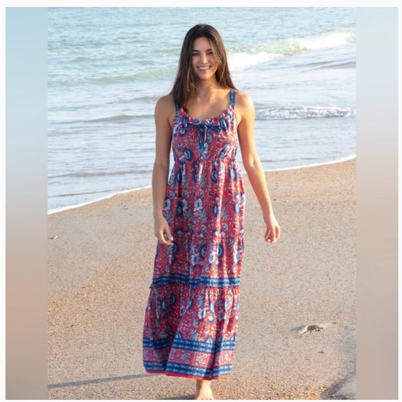 Natural Life Isabella Maxi Dress Tiered Red Blue Floral Women’s
Size XS - Picture 3 of 14